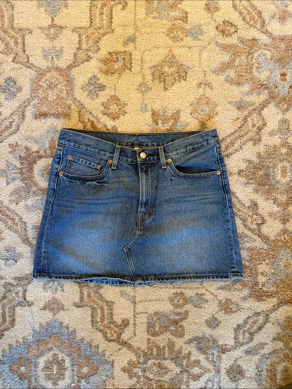 Levi's Dark Blue Denim Mini Skirt with Raw Hem